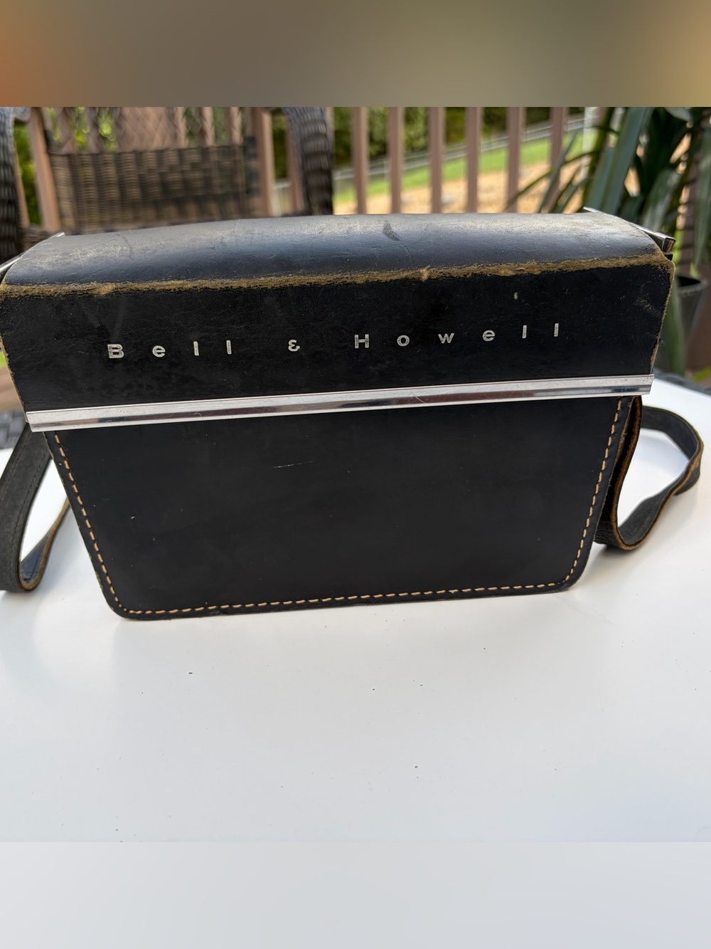 Vintage Bell & Howell Black Leather Camera Case Crossbody Carrying Case